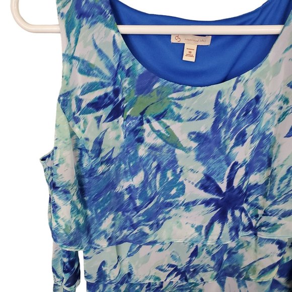 Dress Barn Woman Size 18 Dress Chiffon Ruffle Tiered Lined Sleeveless Pullover - Picture 4 of 7